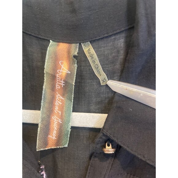 Aratta Floral Embroidered Black Maxi Long Sheer Kimono XS/S Duster Dress - Picture 7 of 17